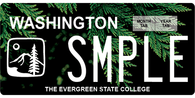 The Evergreen State College license plates