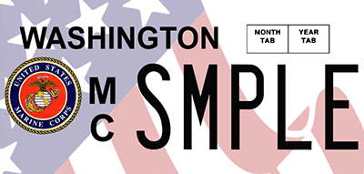 Marine Corps Sample Plate - Flag background, with Marine Corps emblem and MC letters