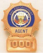 A badge labeled "Bail Enforcement Agent".